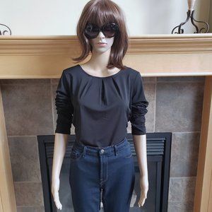 RW&Co., Black long sleeve bodysuit blouse, size: large